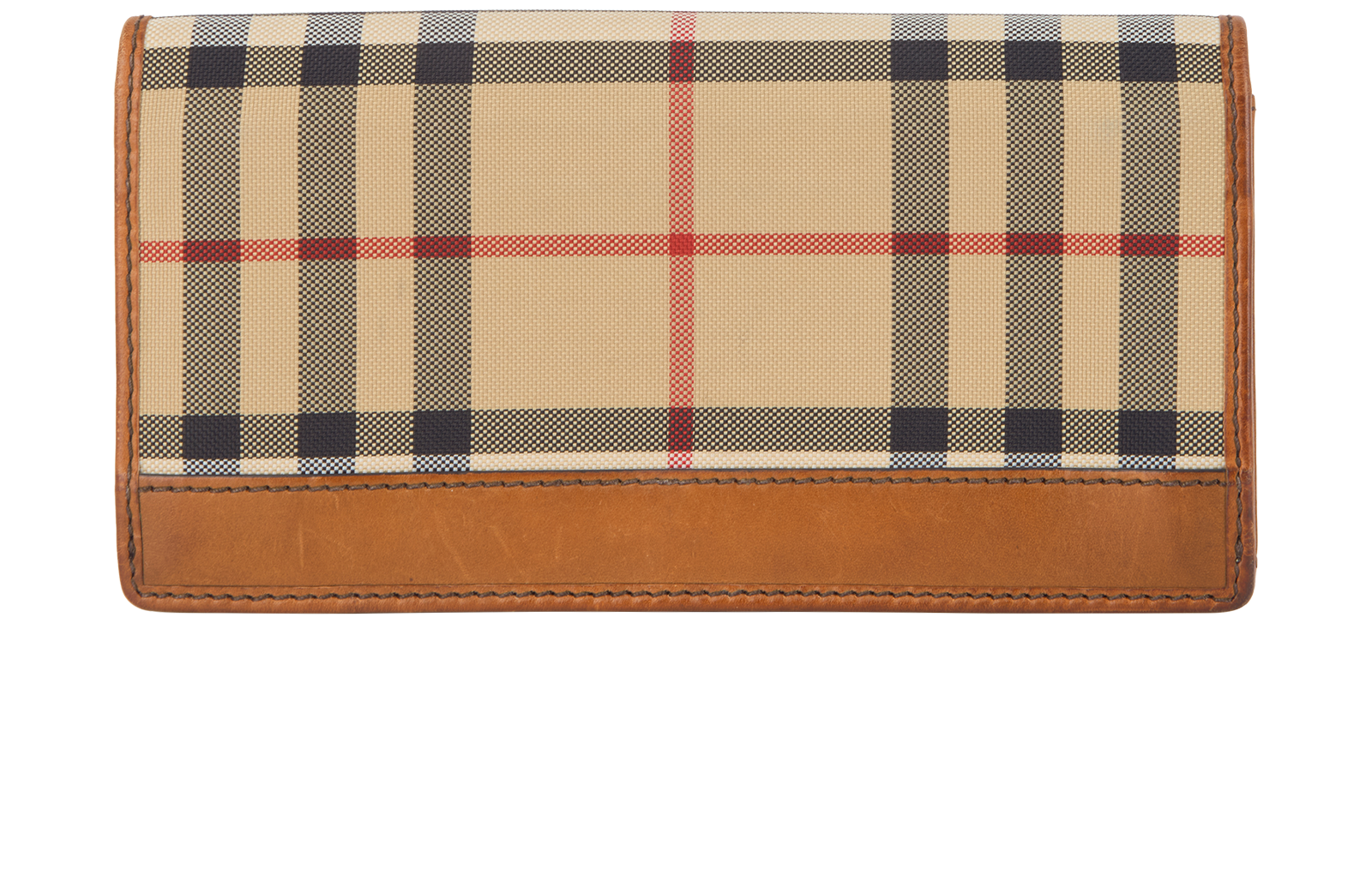Burberry Check Wallet, &pound;90, Accessories, Beige/Brown, Canvas/Leather, Back view